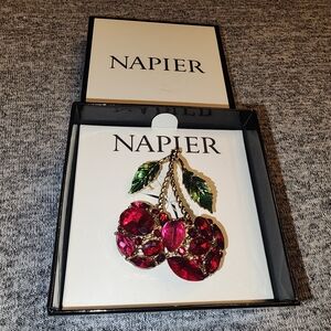 NAPIER Red Green & Gold Cherry Brooch NWT Accessories For Scarf Handbags Blouses
